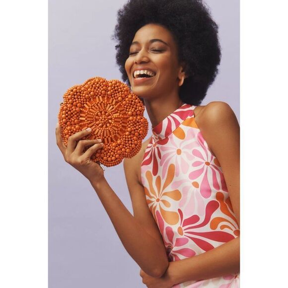 NEW Anthropologie Hutch Jones Halter Mini Dress Sz Large Pink Floral - Picture 4 of 10